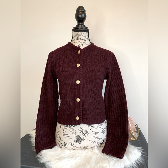 H&M Sweaters - H&M Burgundy Cardigan with Gold buttons NWT